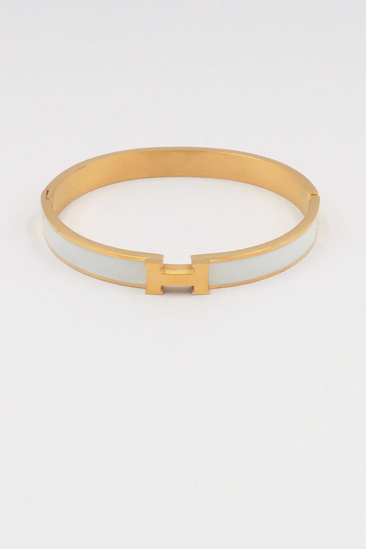 Waterproof Stainless-Steel Gold H with White Enamel Coloring, Best Seller!