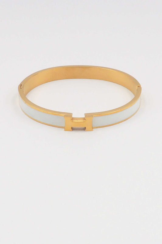 Waterproof Stainless-Steel Gold H with White Enamel Coloring, Best Seller!