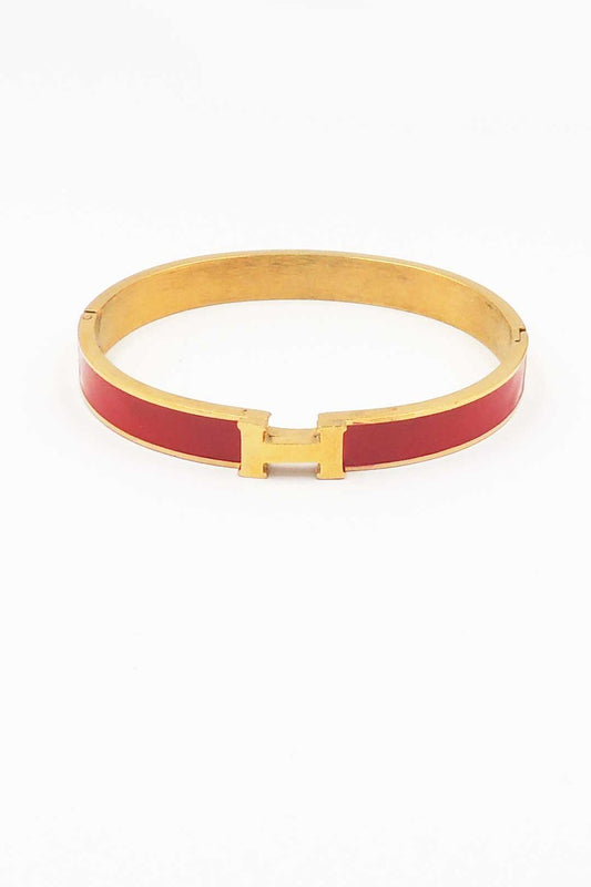 Waterproof Stainless-Steel Gold H with Red Enamel Coloring, Best Seller!