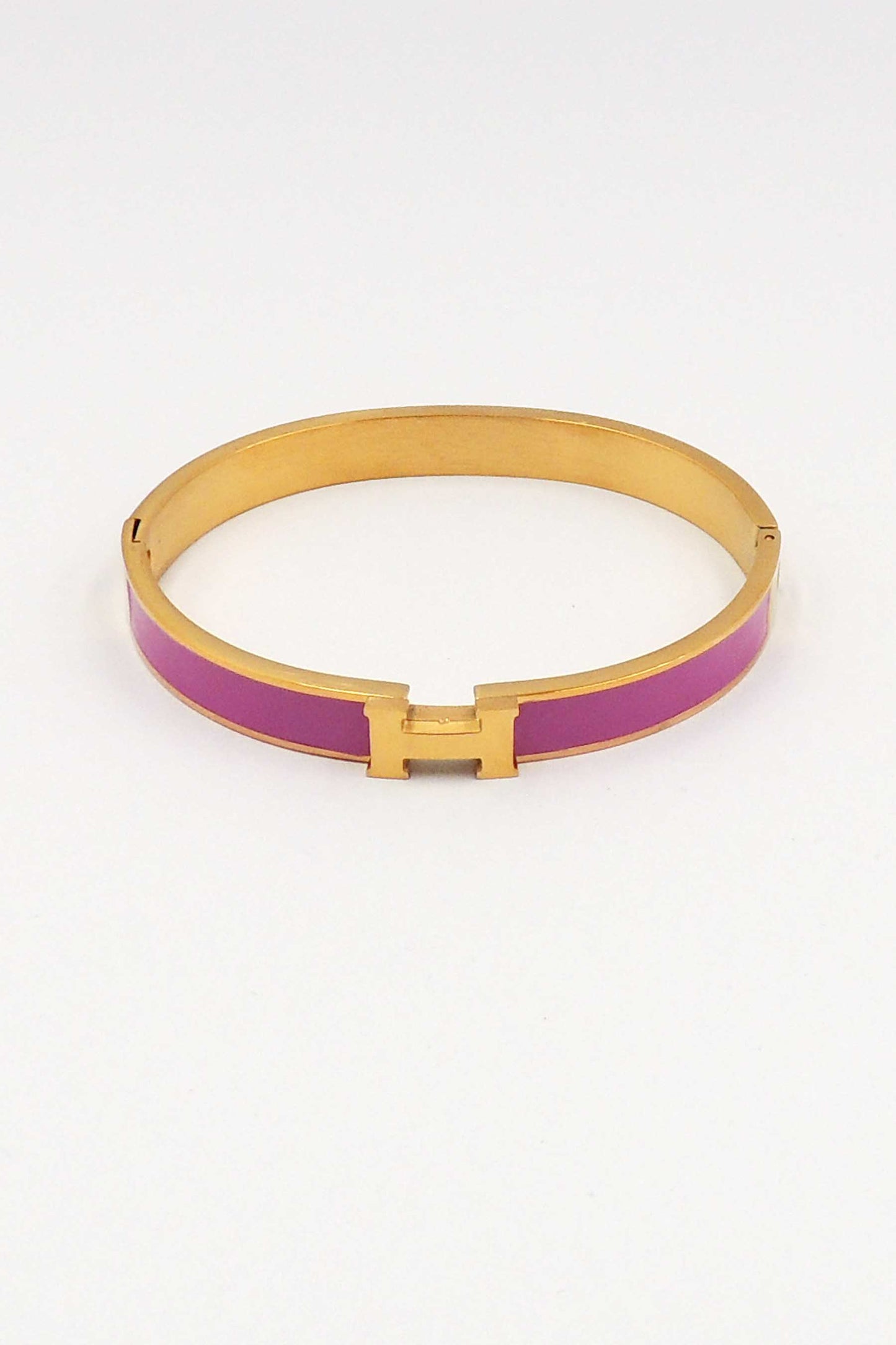 Waterproof Stainless-Steel Gold H with HotPink Enamel Coloring, Best Seller!
