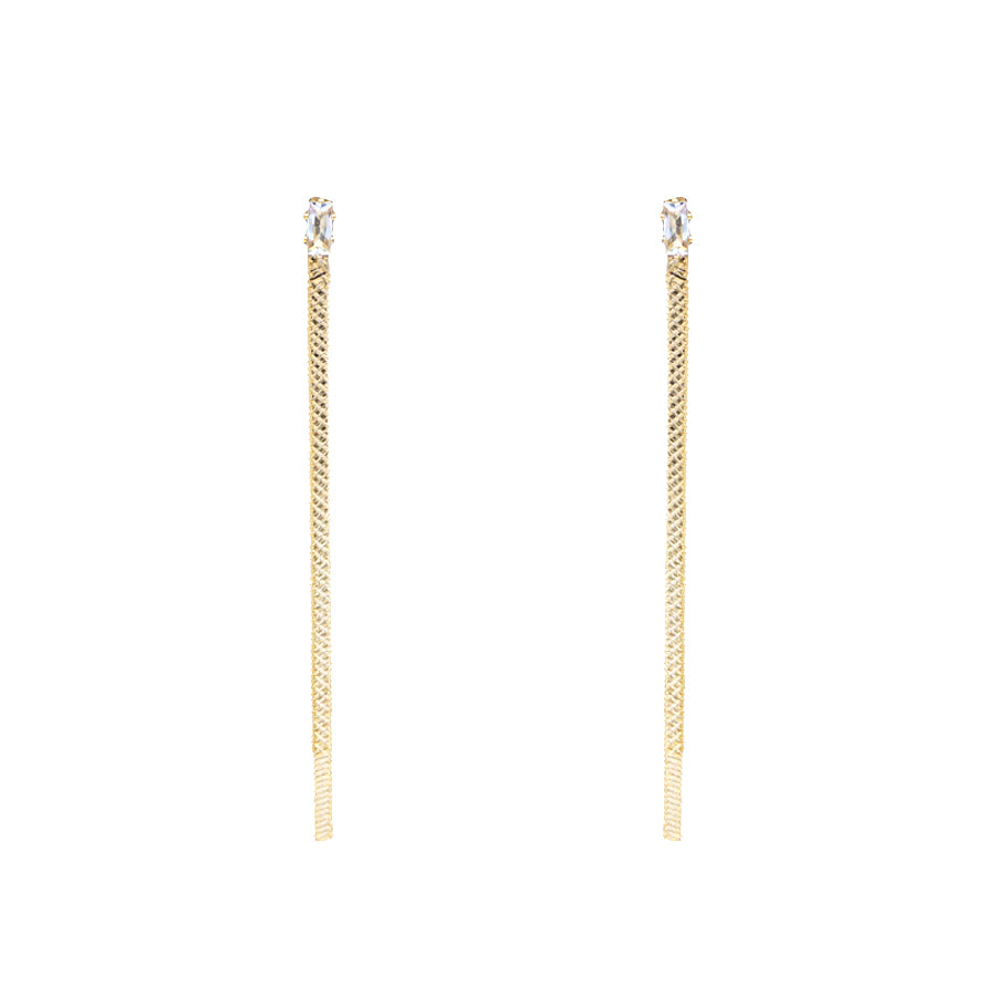 Gold Studded Rhinestone Earring with Gold Snake Chain 2.5" Earring
