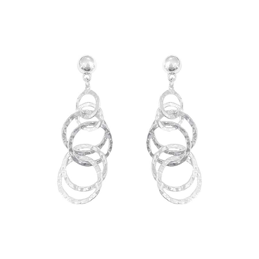 Silver Textured Layered Circle 1.5" Earring