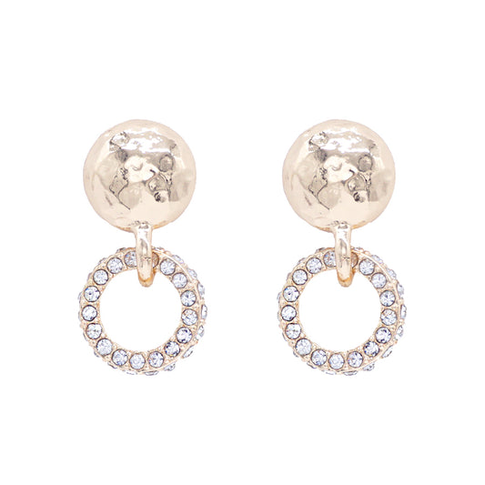 Gold Circle with Rhinestone Circle 1" Earring