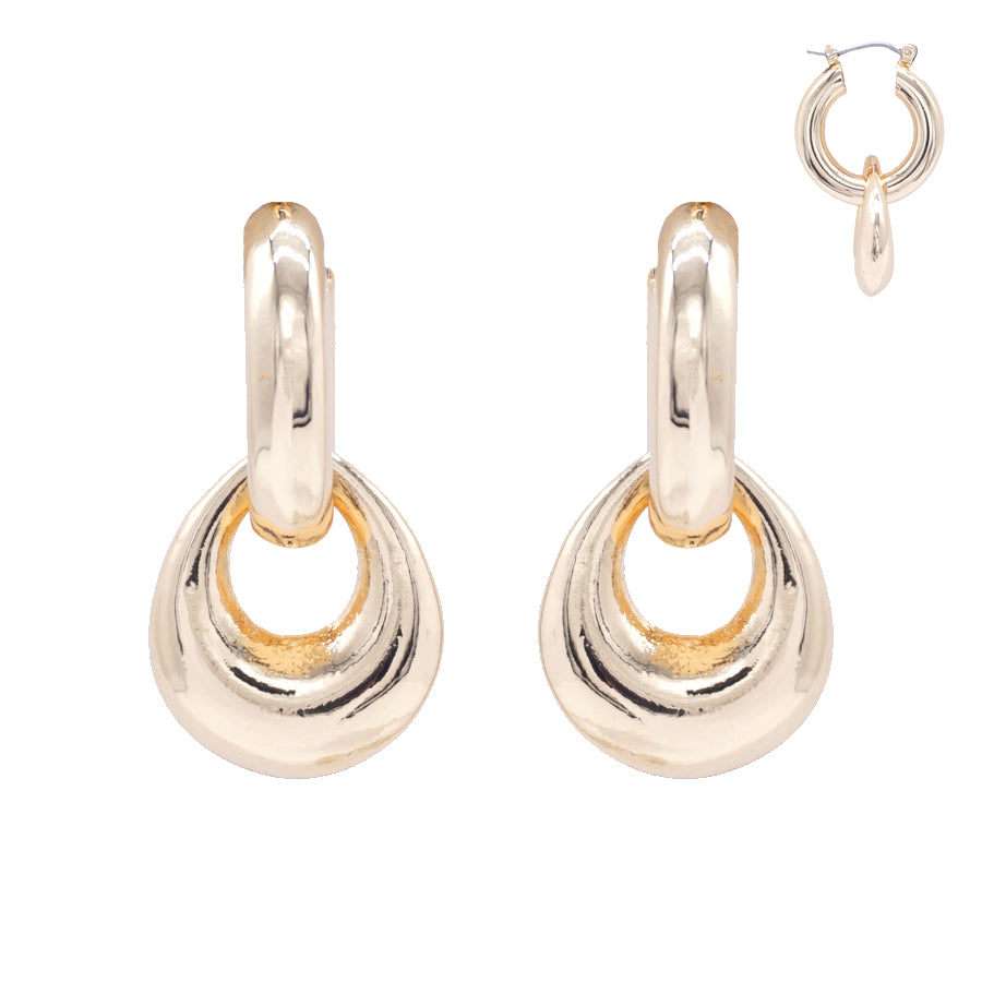 Gold Puffy Hoop Interlocking 1.2" Hoop Earring