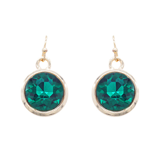 Christmas Emerald Crystal Circle .75" Drop Earring