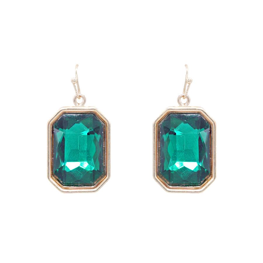 Christmas Emerald Crystal Rectangle .75" Drop Earring