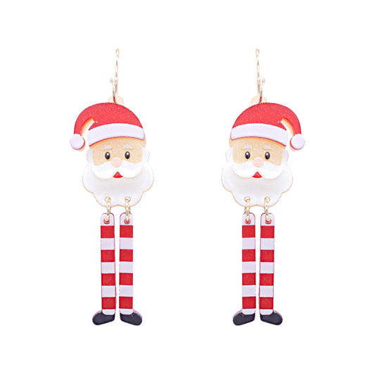 Christmas Red and White Santa Christmas Drop Earring