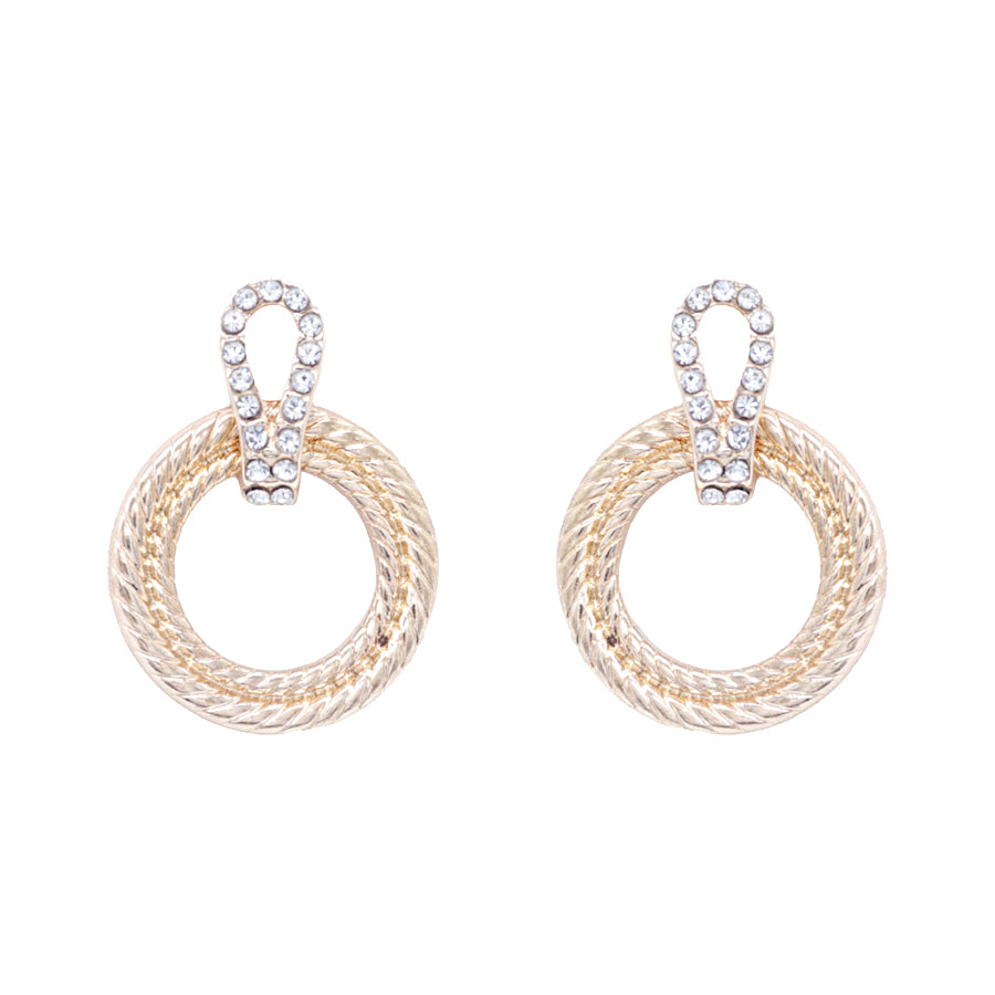 Gold Textured Circle 1.25" Hoop Earring