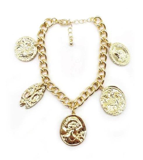 Gold Chain Bracelet with Coin Charms