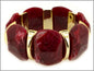 Maroon Acrylic and Gold Bar Stretch Bracelet