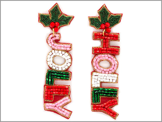 Holly Jolly Christmas Beaded 2.5" Earrings