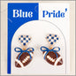 Blue and White Color Coated Heart with Bow & Football Gameday Stud 1.5" Earring