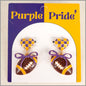 Purple and Yellow Color Coated Heart with Bow & Football Gameday Stud 1.5" Earring