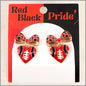 Red and Black Color Coated Bow & Football Gameday Stud 1.25" Earring
