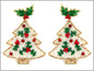 White with Green and Red Seed Bead Christmas Tree 2.5" Earring