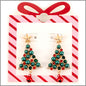 Gold Star with Green and Red Accents Stud 1.5" Earring