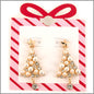 Gold Star with Pearl Accents Christmas Tree Stud 1.5" Earring