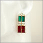 Red and Green Crystal Giftbox 1" Earring