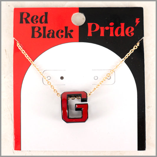 Gold Chain with Black and Red G Gameday 16"-18" Necklace