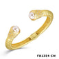 Hammered Matte Gold Cuff Bracelet with Pearl Accent