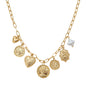 Gold Chain with Coins and Hearts Charm 16"-18" Necklace