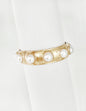 Worn Gold Stretch Bracelet with Pearl Accents