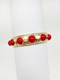 Red Color Coated Studded with Gold Hammered Stretch Bracelet