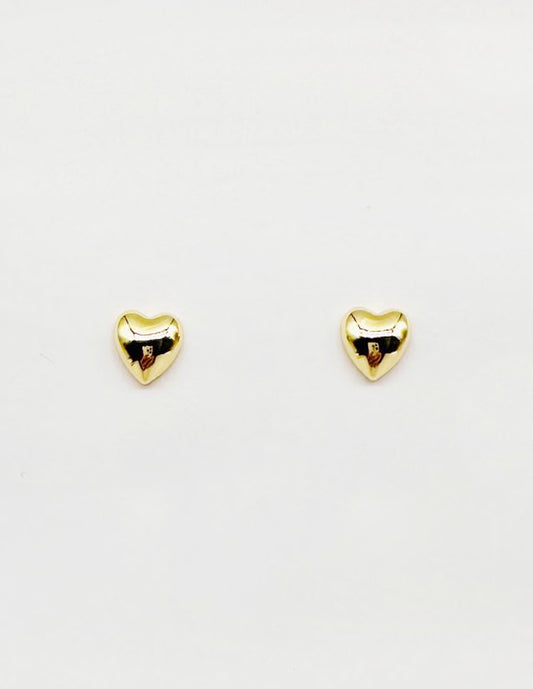 Gold Puffy Heart .5" Stud Earrings