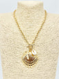 Gold Chain with Large Textured Shell Charm 16"-18" Necklace