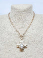 Gold Toggle Chain with Pearl and Cross Charm 16"-18" Necklace