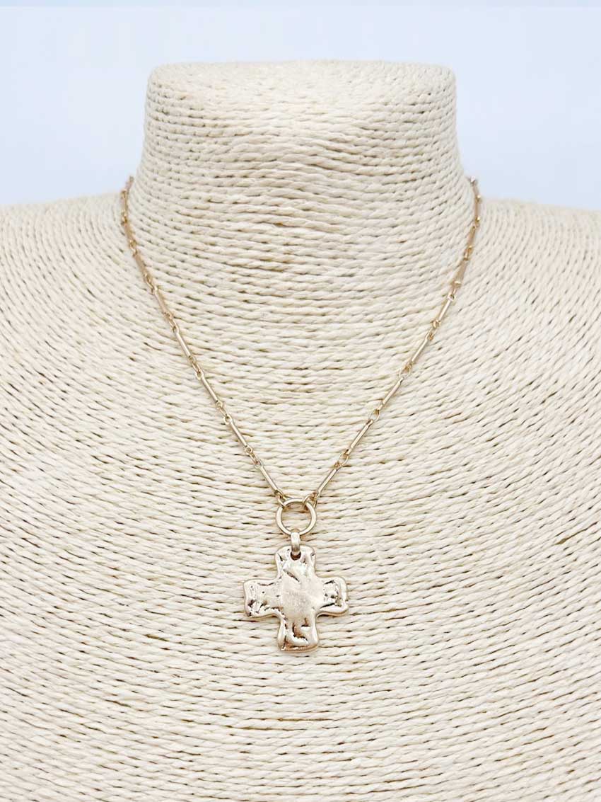 Gold Chain with Worn Gold Charm 16"-18" Necklace