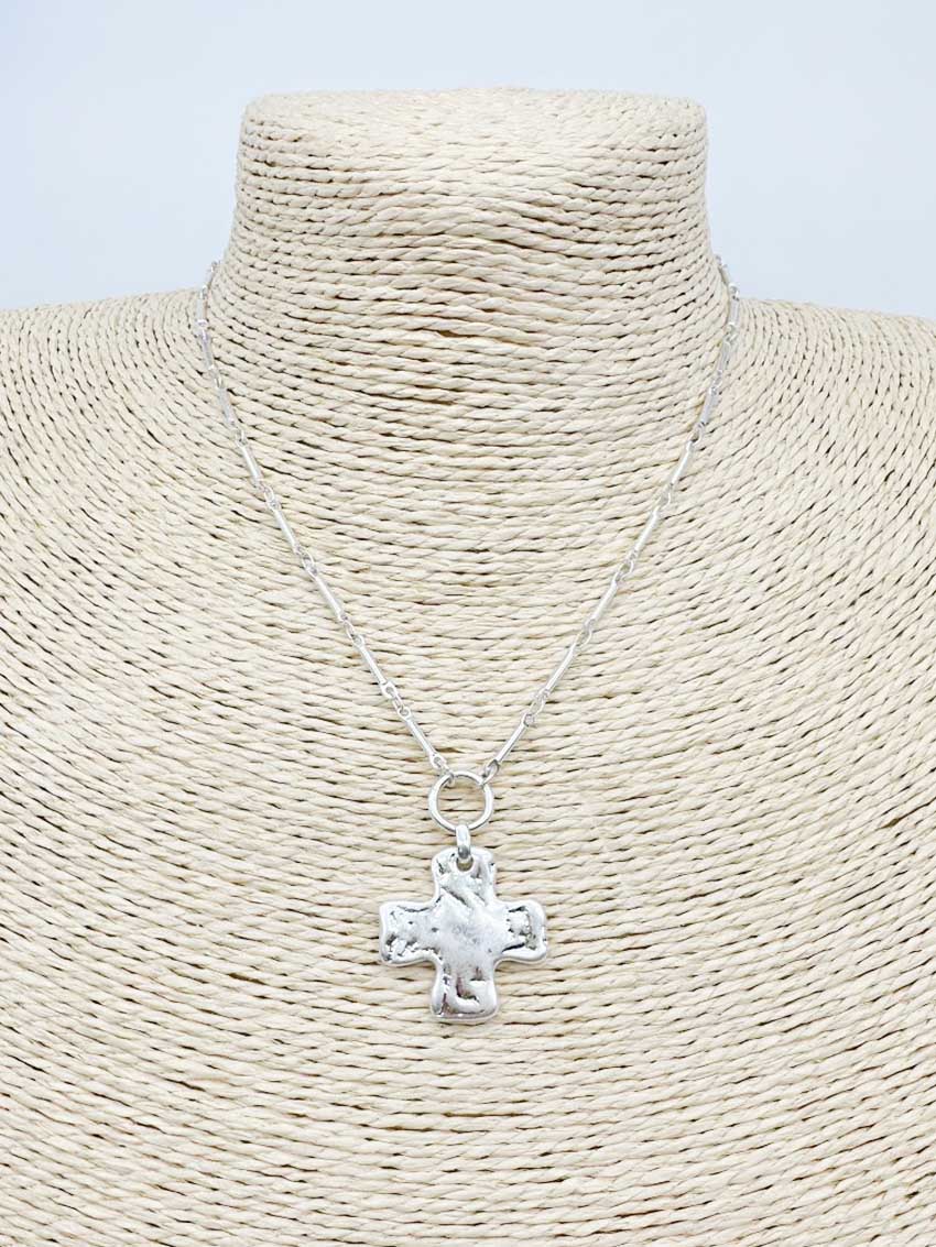 Gold Chain with Worn Silver Charm 16"-18" Necklace