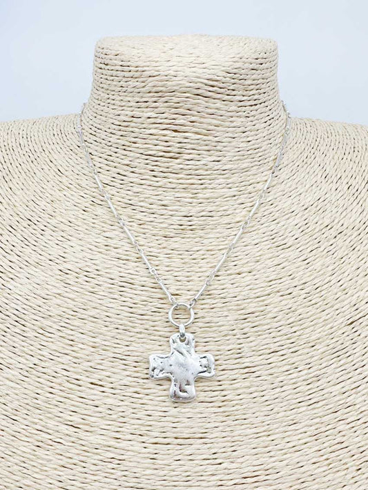 Gold Chain with Worn Silver Charm 16"-18" Necklace