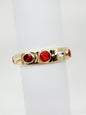 Gold with Red and Clear Crystals Stretch Bracelet