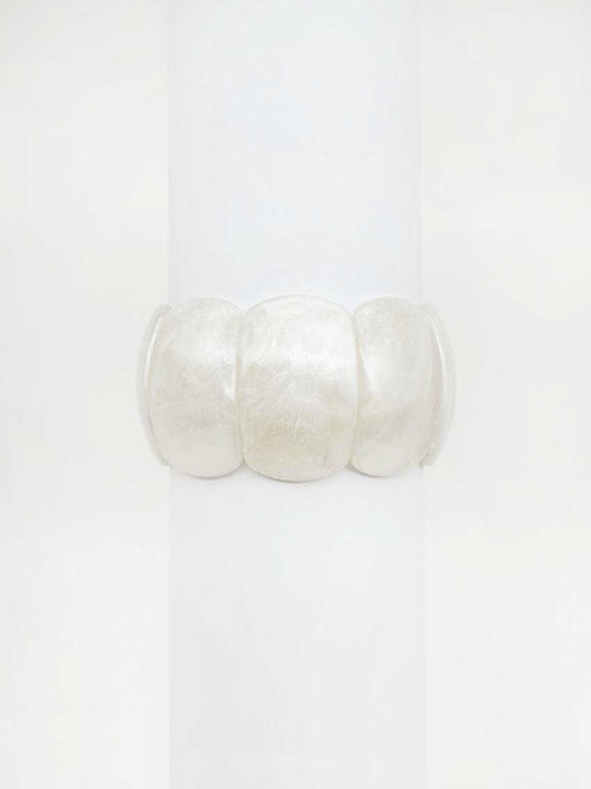 White Acrylic 1.25" Wide Stretch Bracelet