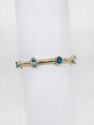 Gold Hammered Stretch Bracelet with Blue Crystal Accents