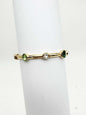 Green Crystal on Gold Bar Stretch Bracelet