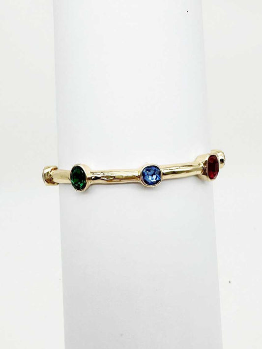 Multi Crystal on Gold Bar Stretch Bracelet