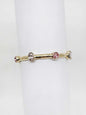 Gold Hammered Stretch Bracelet with Pink Crystal Accents