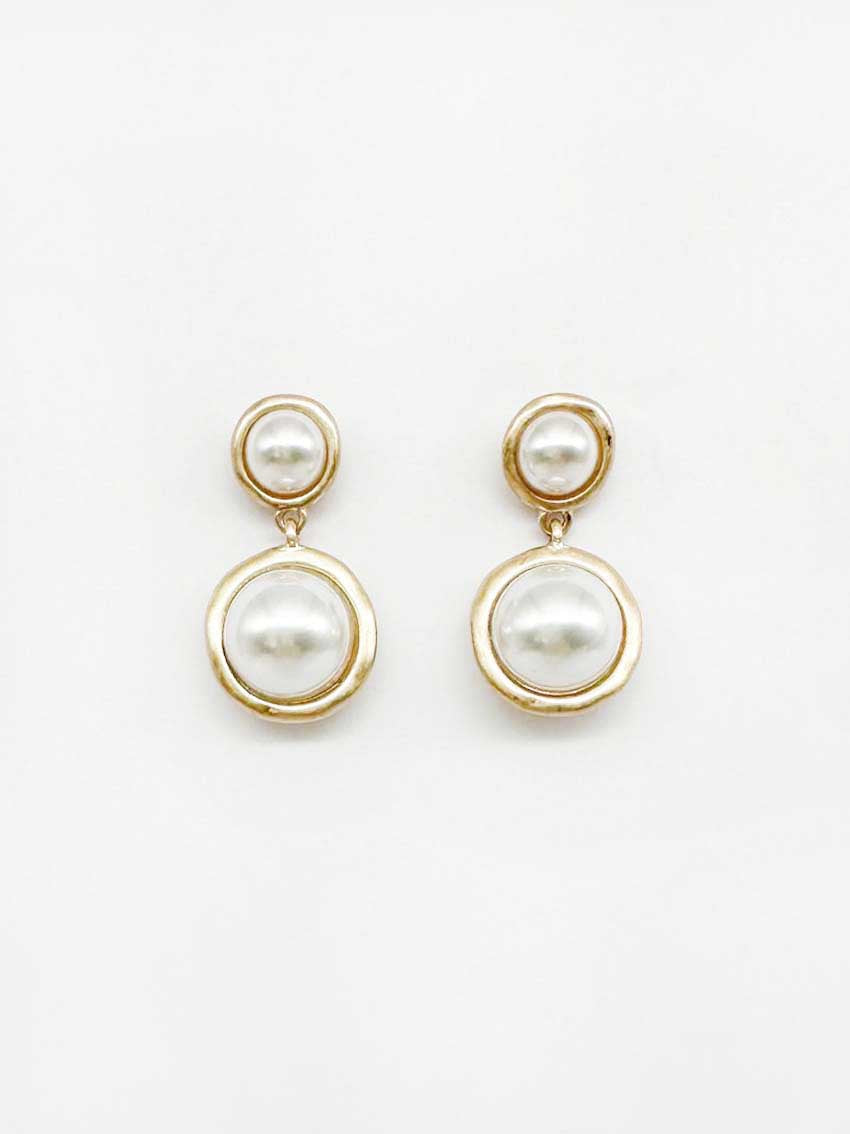 Pearl Double Circle 1" Earring