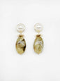 Pearl Circle with Natural Stone Drop 1" Earring