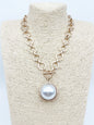 Gold Open Chain w ith with Circle Pearl 16"-18" Necklacev