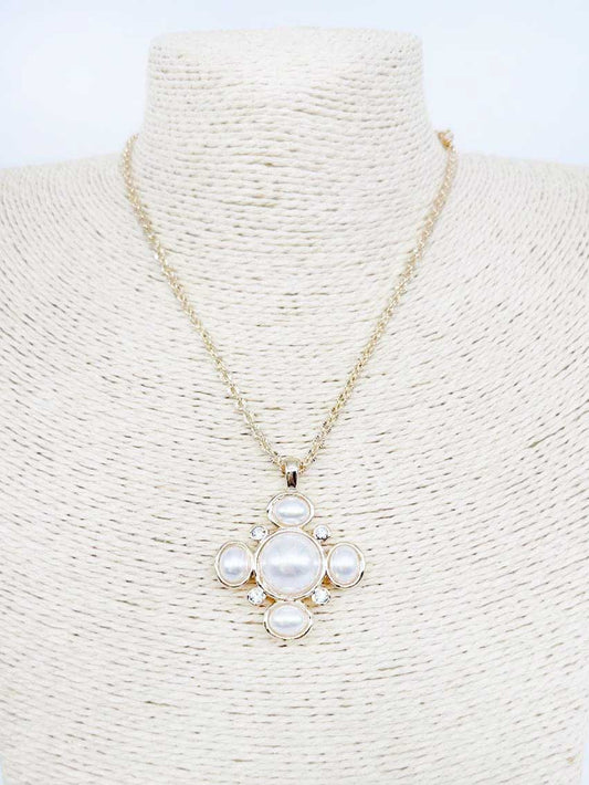 Gold Chain with Pearl Cross Charm 16"-18" Necklace