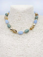 Light Blue and Brown Natural Stone 16"-18" Necklace