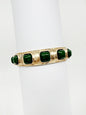 Green Square Stone on Hammered Gold Stretch Bracelet