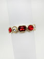 Gold with Red and Clear Crystals Stretch Bracelet