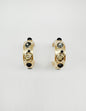 Gold Hammered Hoop with Black, Grey, and Clear Crystal 1.5" Earring