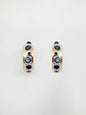 Gold Hammered 1.5" Hoop with Multi Blue Stone Accents