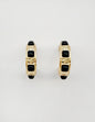 Worn Gold 1.25" Earring with Black Square Stone Accents