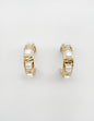 Worn Gold 1.25" Earring with Pearl Square Stone Accents